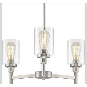 Lightdamy 3-Light Brushed Nickel Chandelier‎ Modern Farmhouse Glass Y8829003